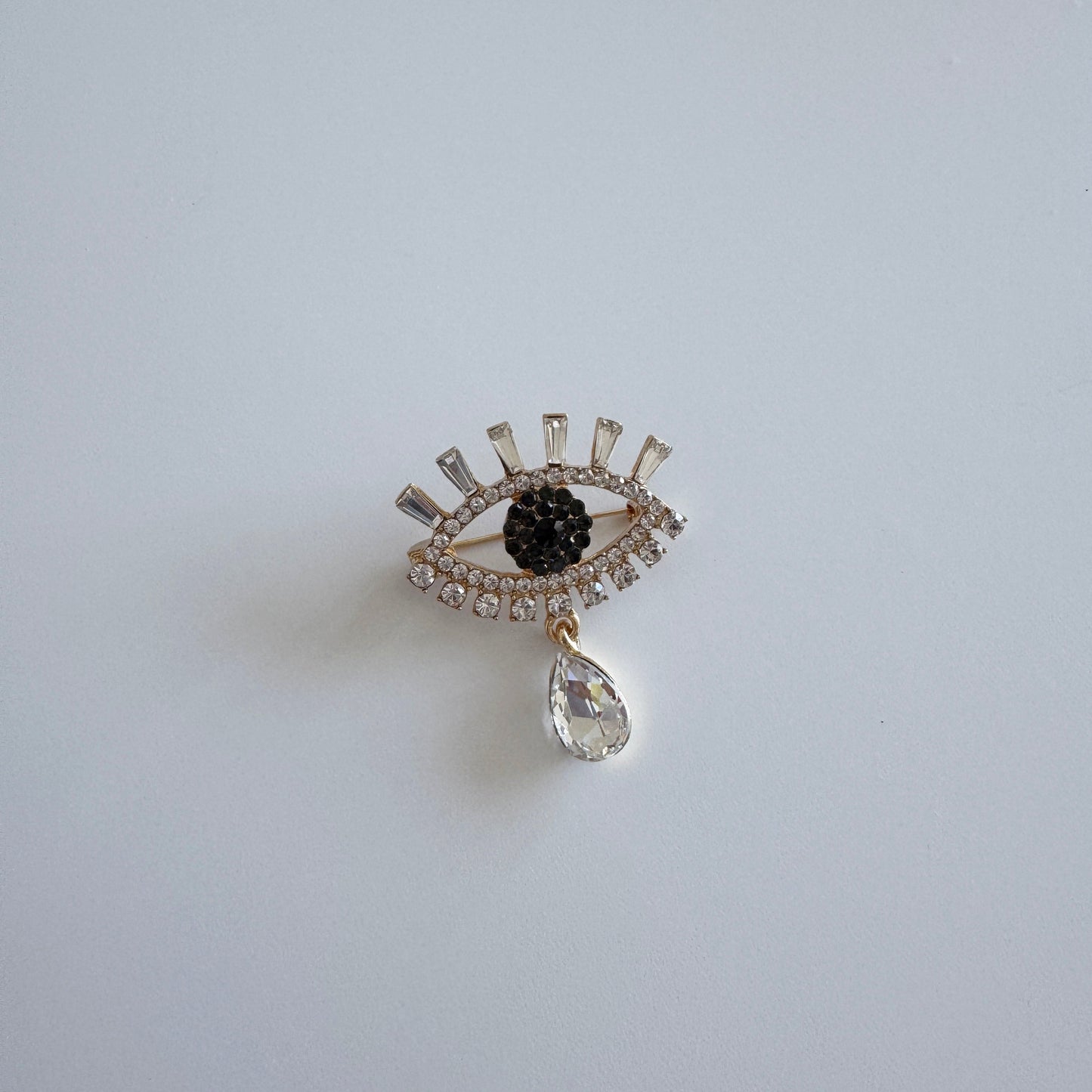 Evil Eye Droplet Brooch - Black