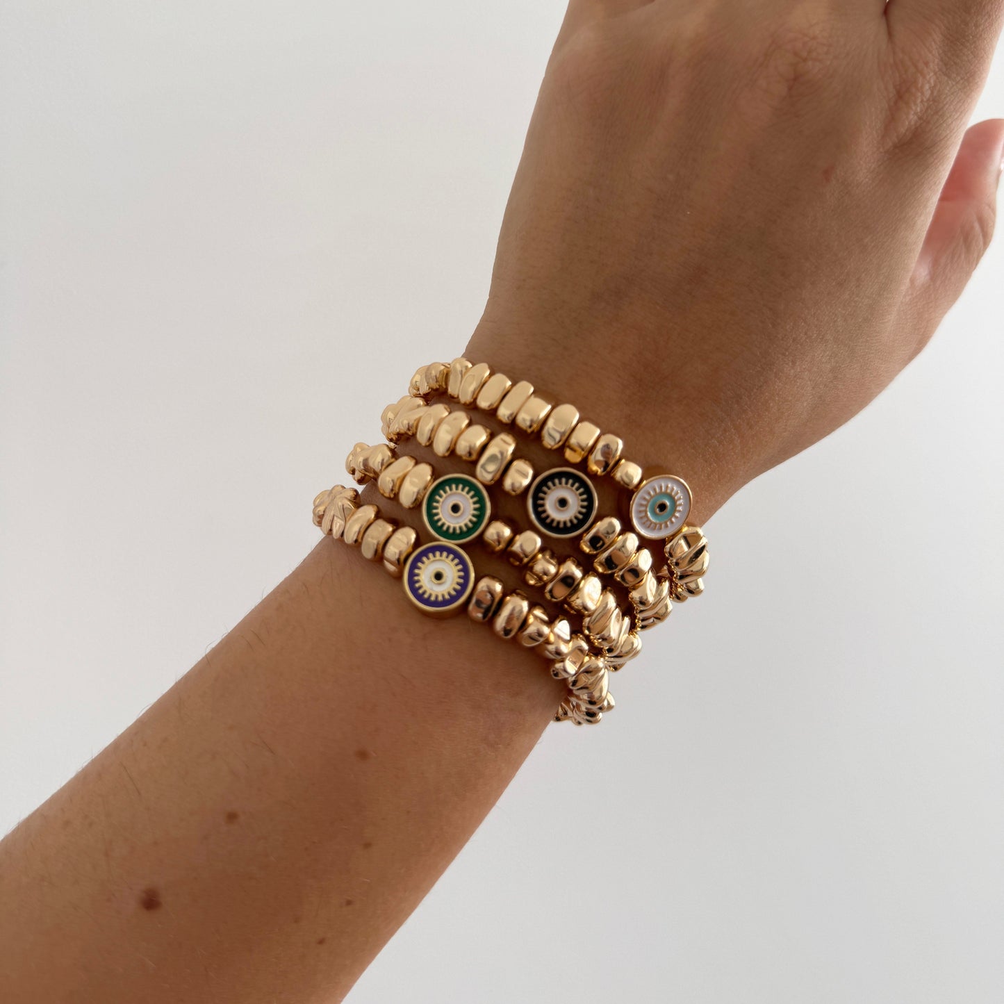 Gold Plated Evil Eye Nugget Bracelet