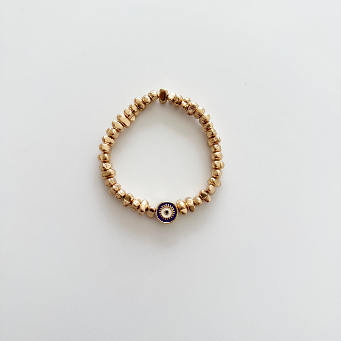 Gold Plated Evil Eye Nugget Bracelet