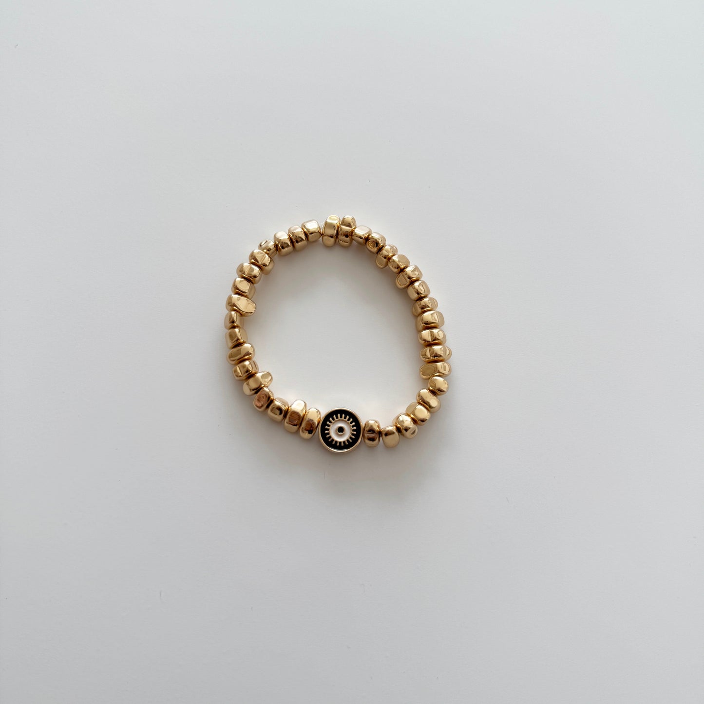 Gold Plated Evil Eye Nugget Bracelet