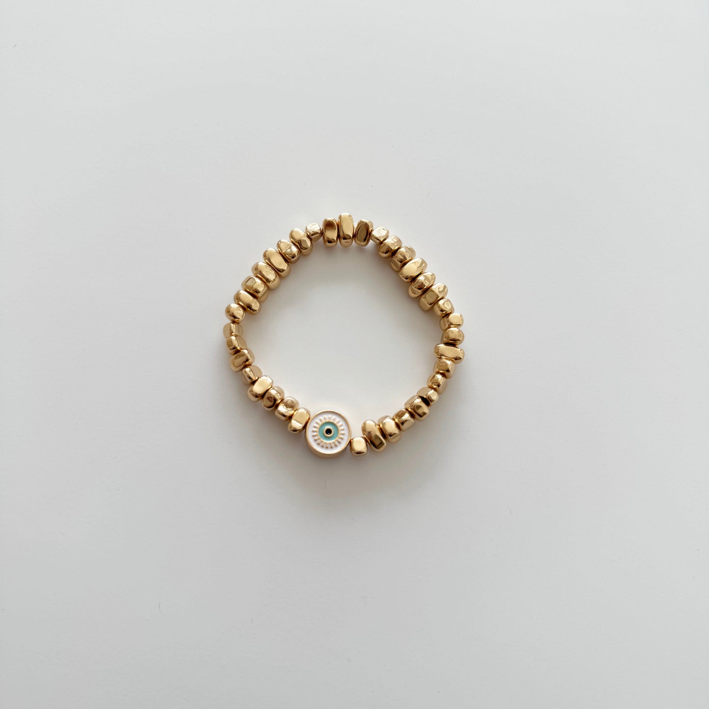 Gold Plated Evil Eye Nugget Bracelet